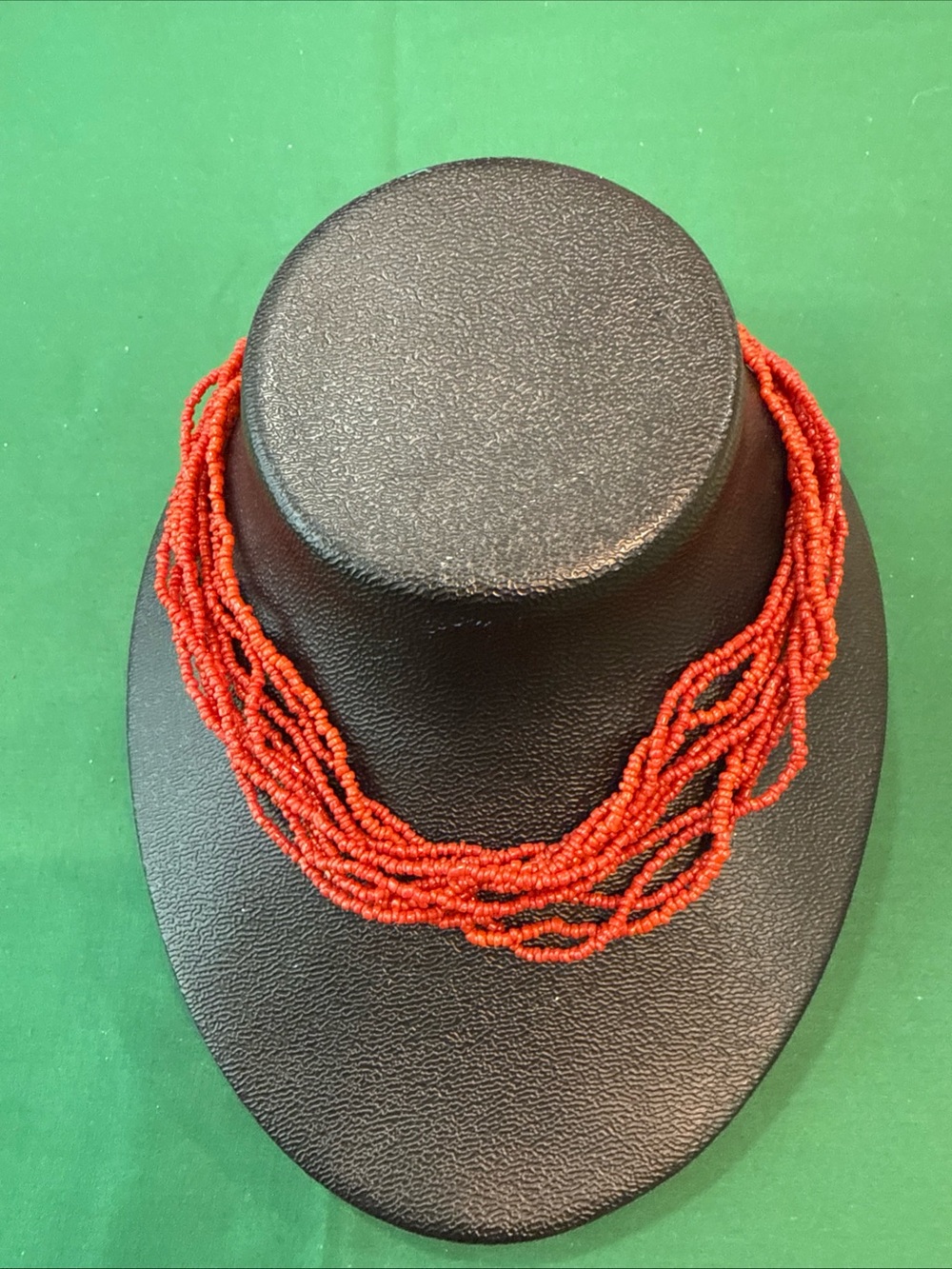 10 strand tiny red coral bead fashion necklace great statement #74A